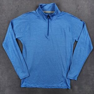 Smartwool Merino 150 1/4 Zip Base Layer Mens Small Blue SW016070 Long Sleeve